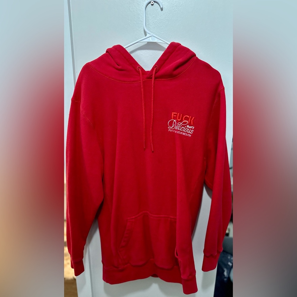 Baklava Red Graphic Hoodie Cotton Pullover Streetwear Embroidered Logo